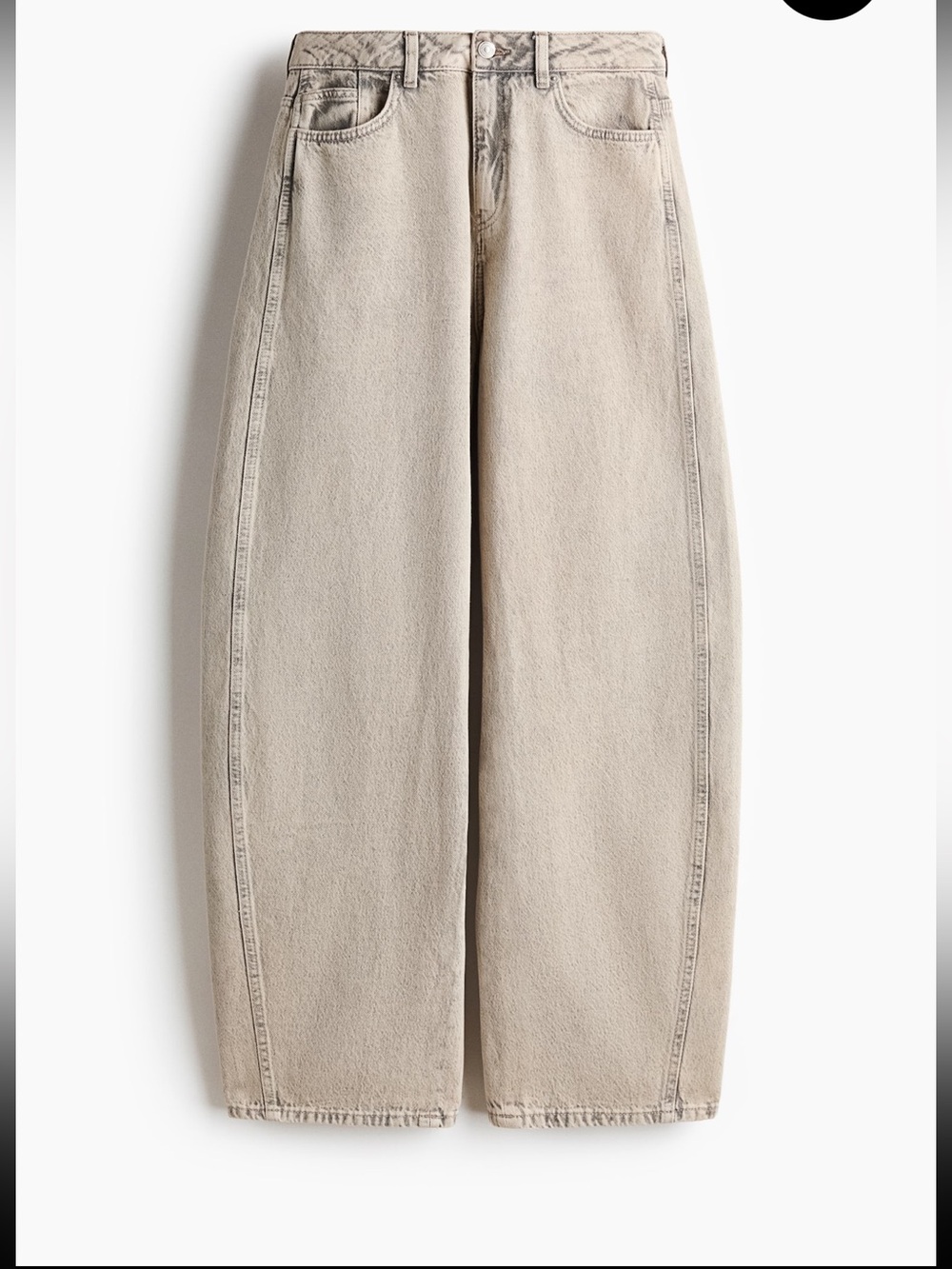 H&M BARREL-LEG HIGH-WAIST JEANS / taupe / 4